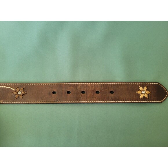 Nocona Western Boho Rhinestone Floral Leather Belt Brown Embroidered Women\'s M main image 10